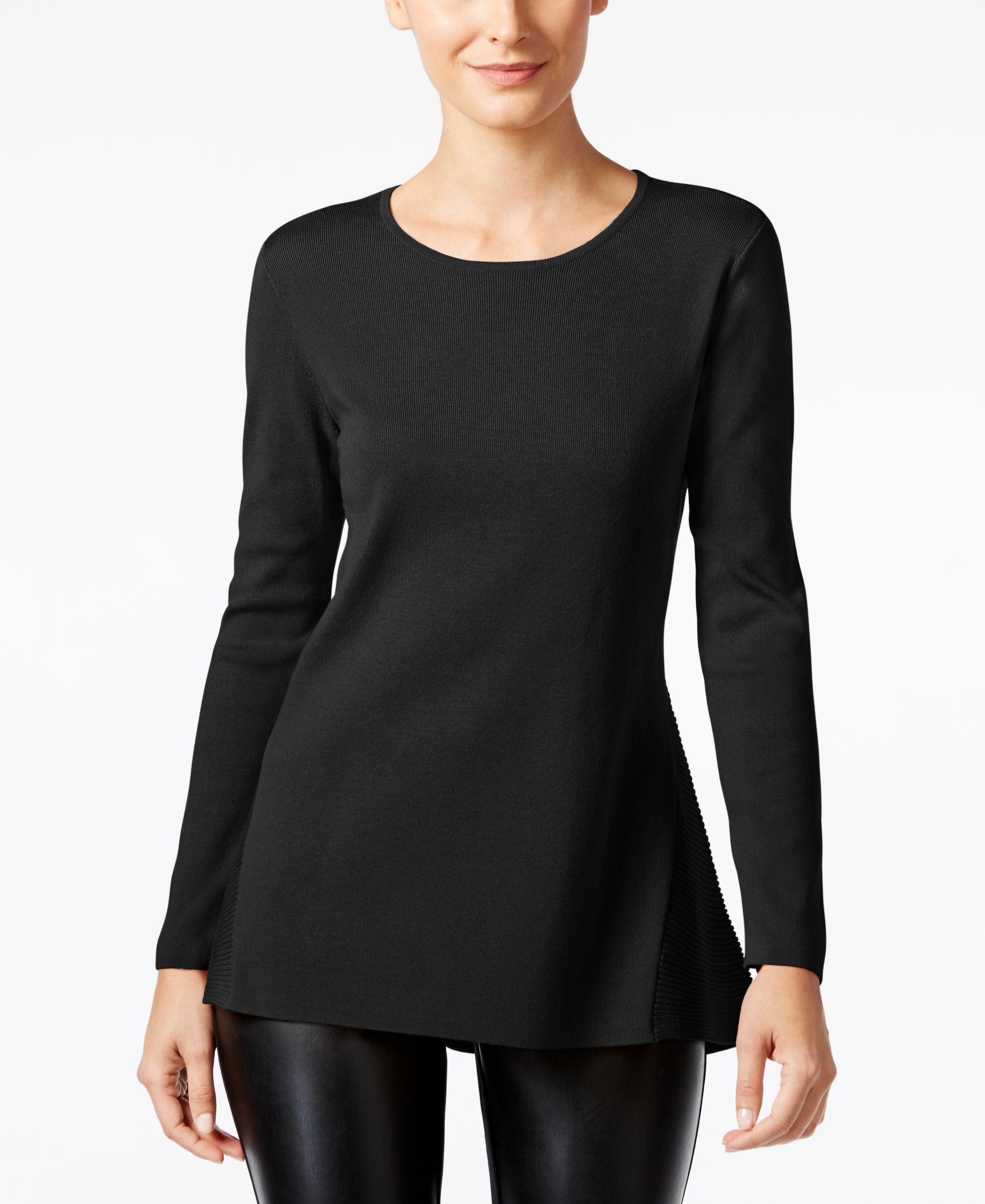 Alfani Petite Ribbed Peplum Sweater