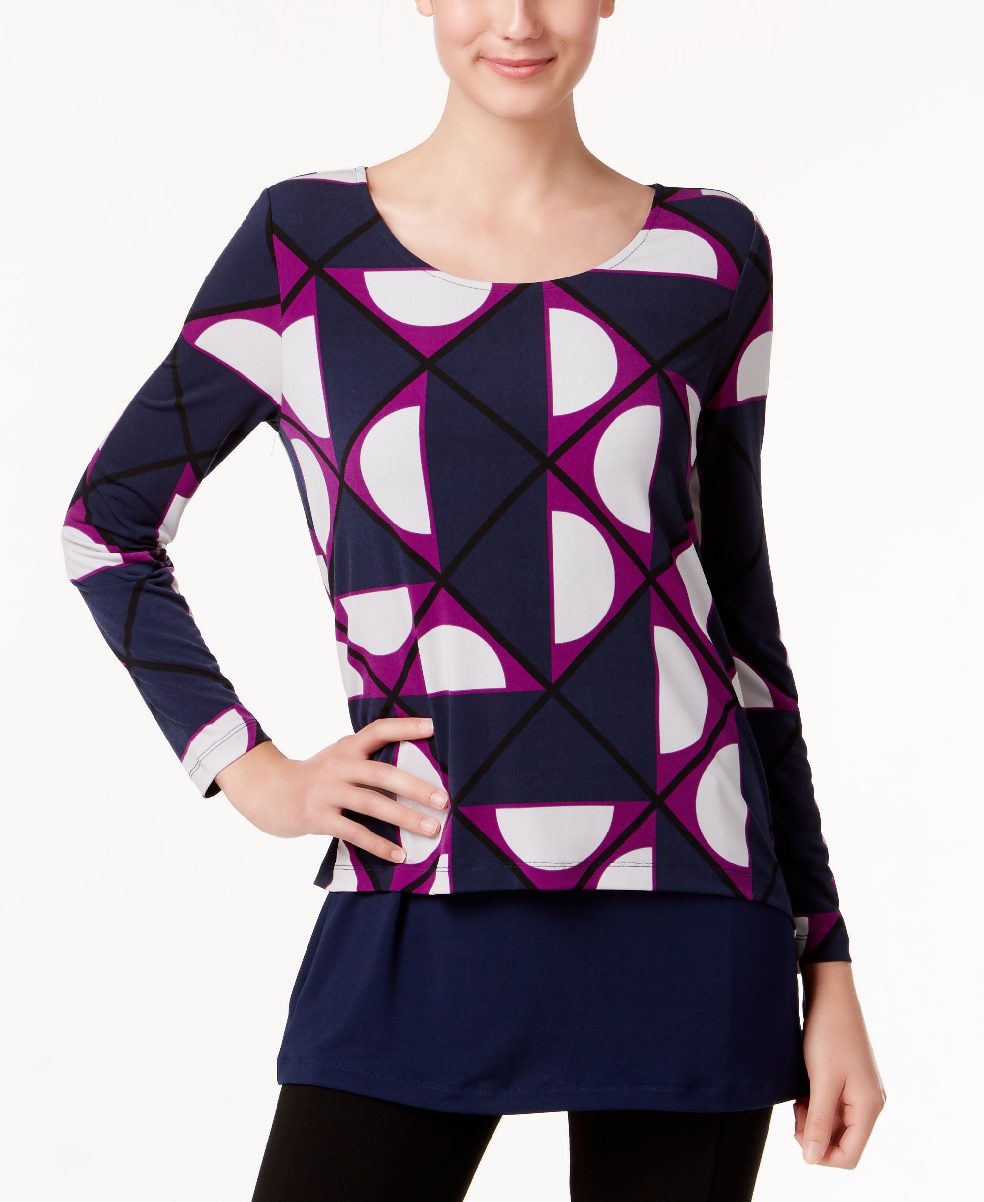 Alfani Petite Printed Overlay Top