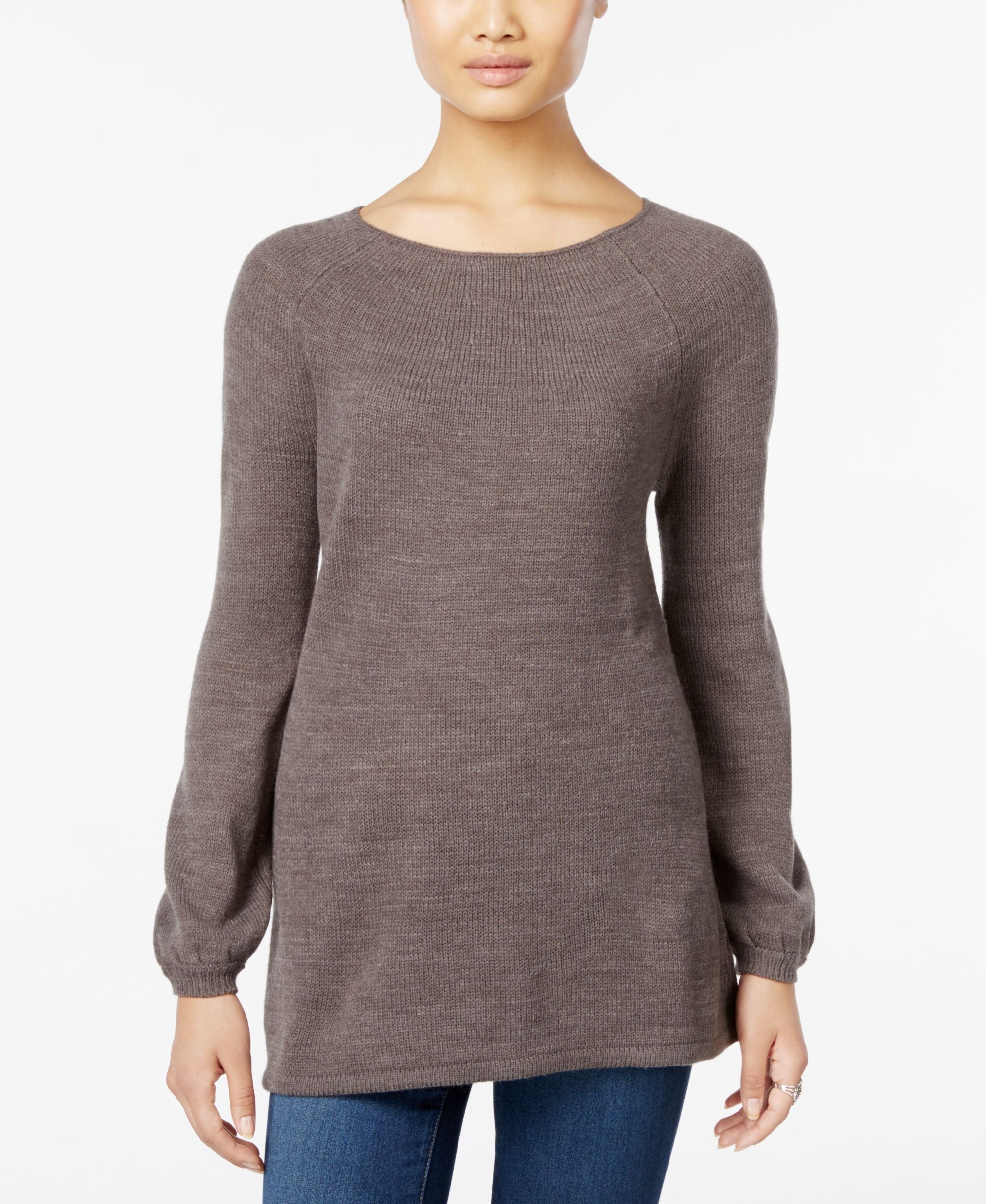 Style & Co Petite Boat Neck Swing Sweater