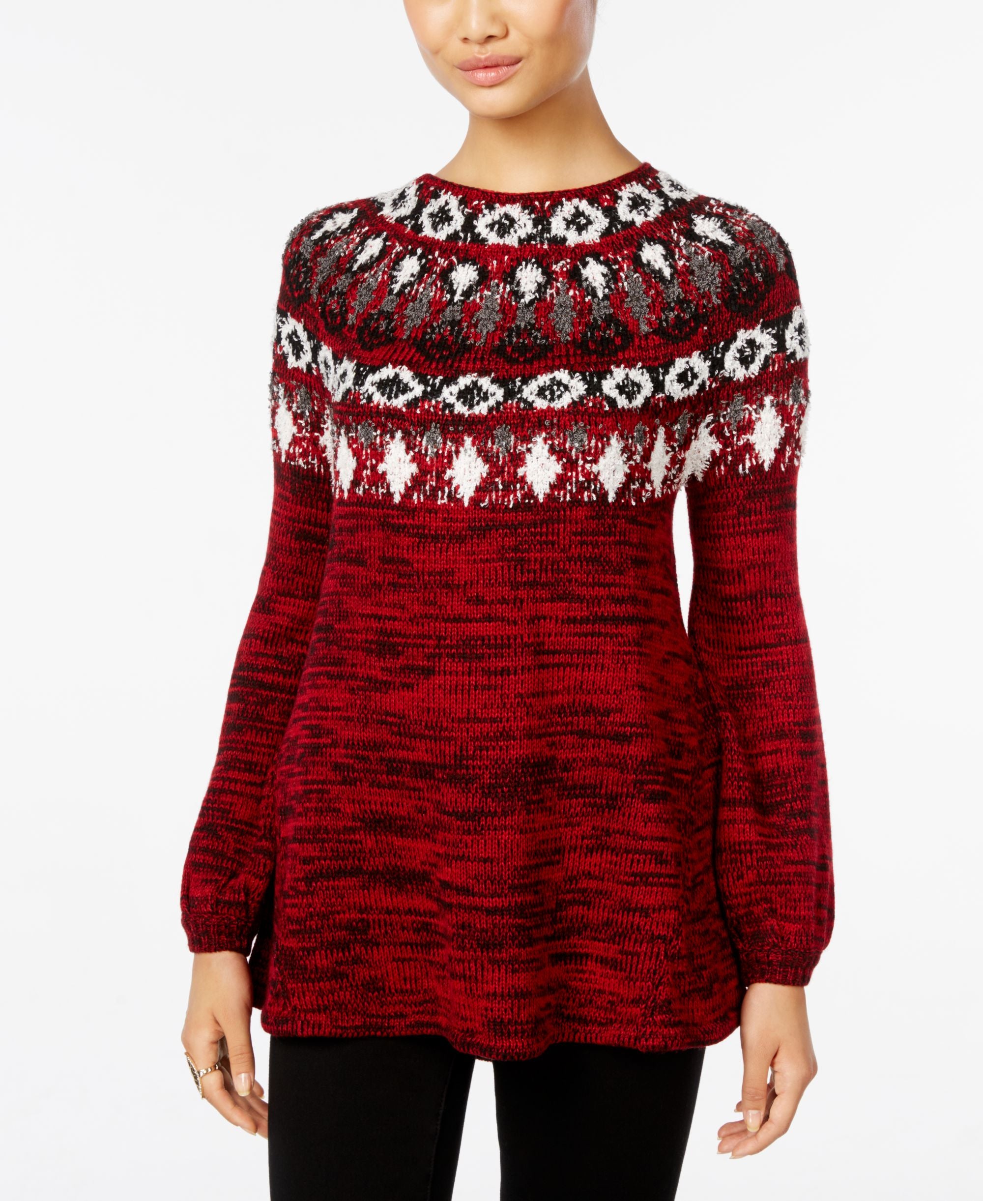 Style & Co Petite Fair Isle Marled Sweater