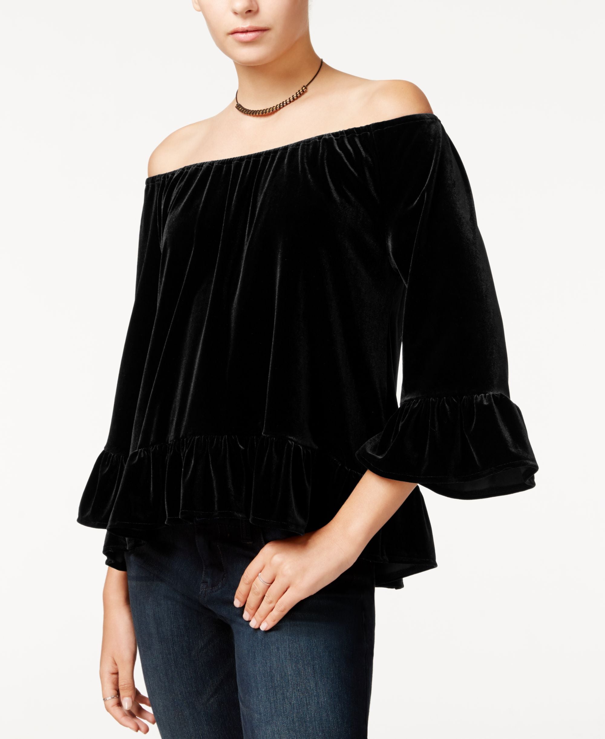 Sanctuary Julia Velvet Off The Shoulder Top