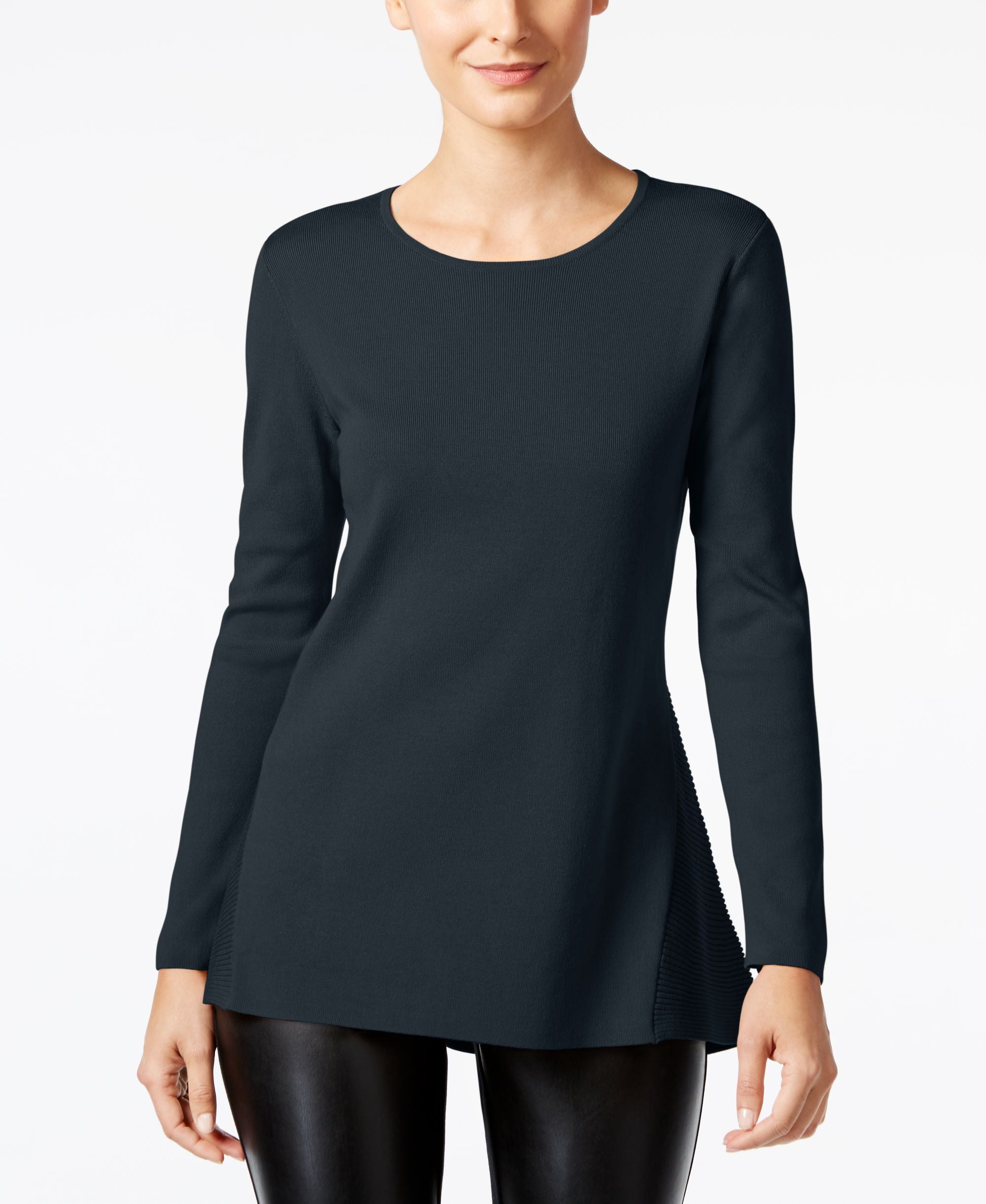Alfani Petite Ribbed Peplum Sweater