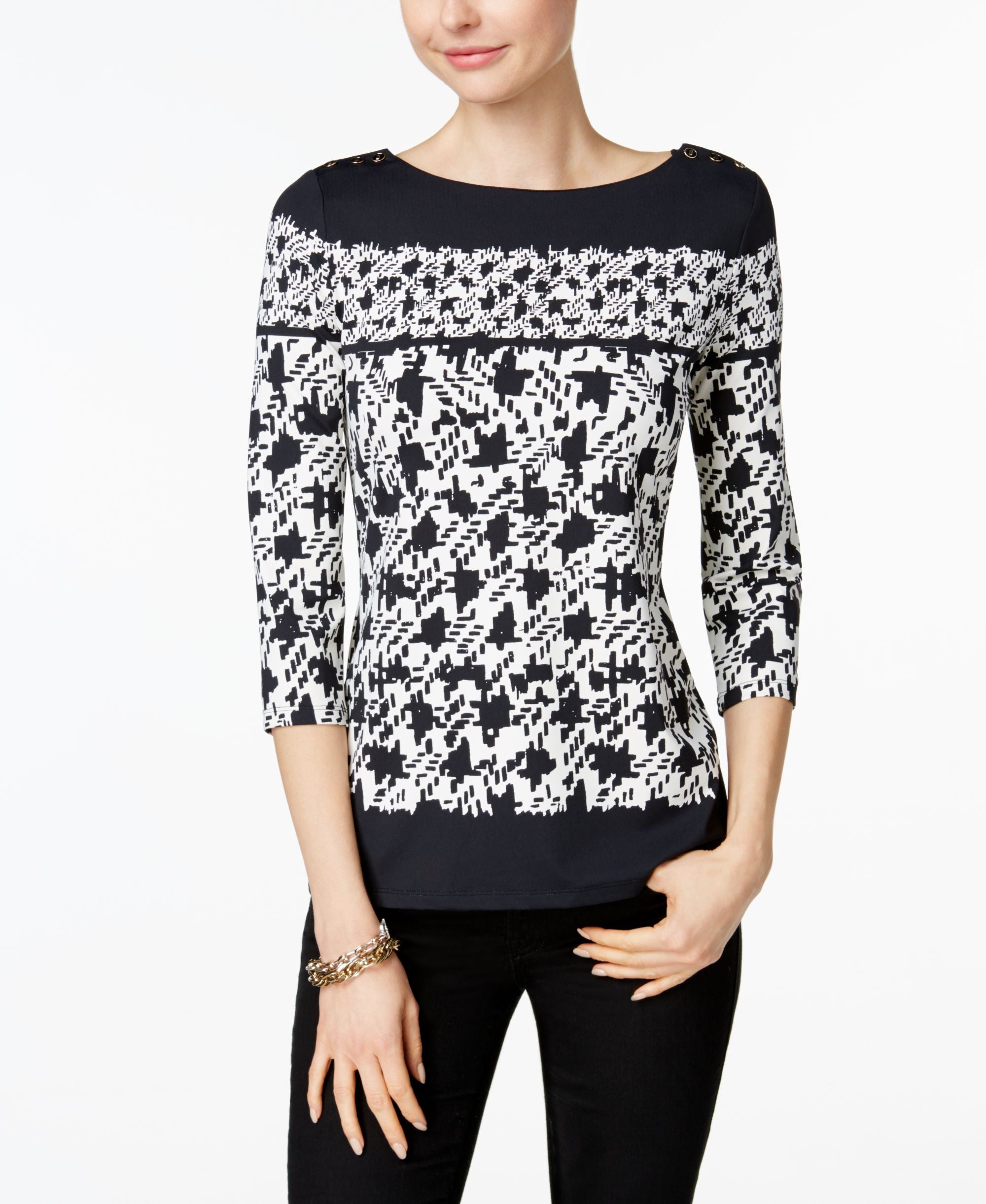 Charter Club Petite Houndstooth Top