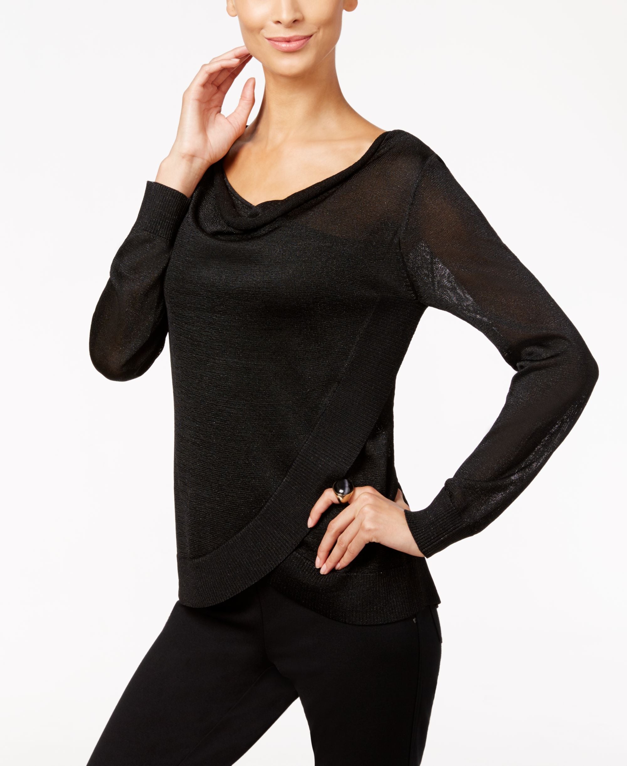 INC International Concepts Draped Metallic Sweater