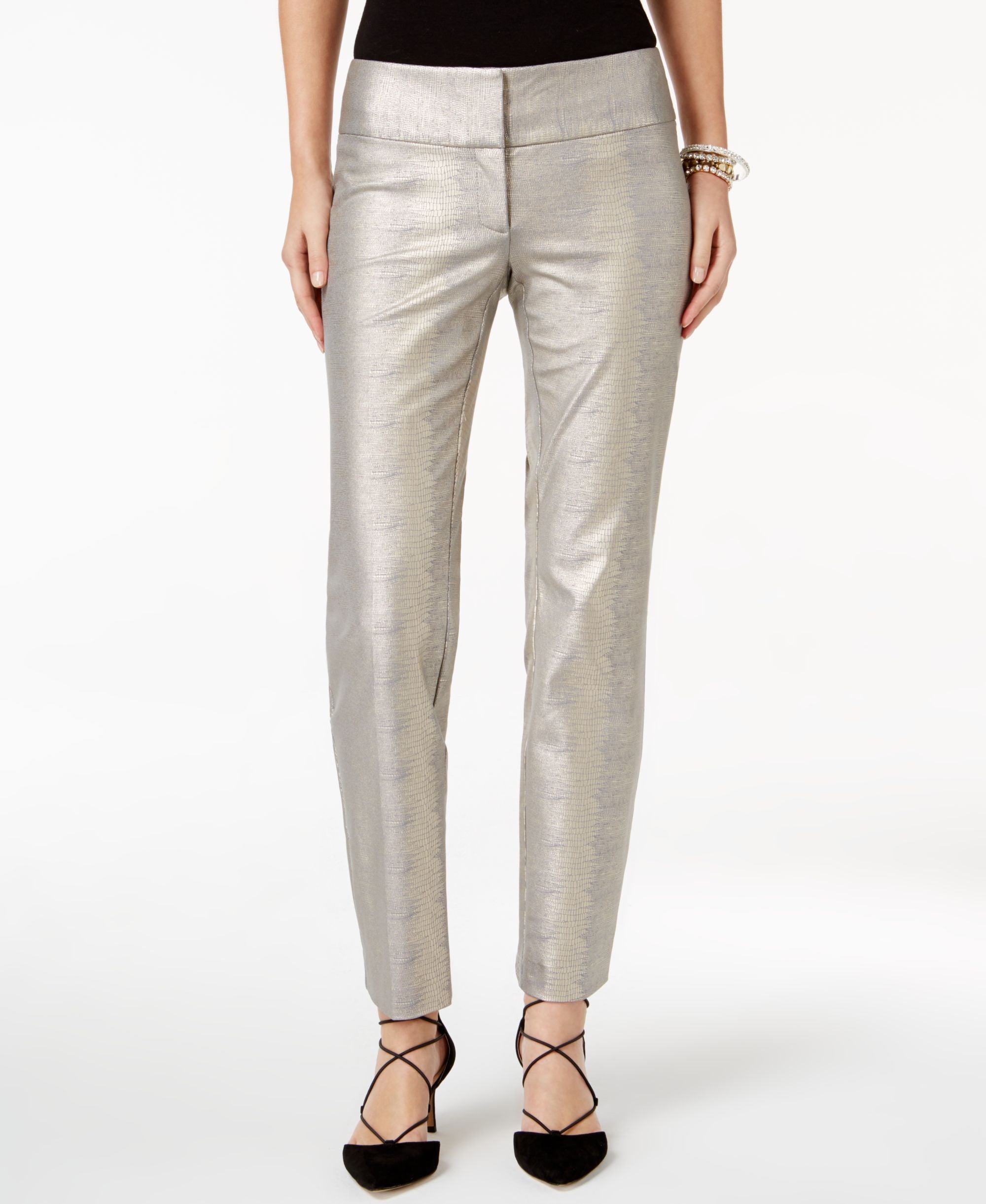 Alfani Petite Textured Straight Leg Pants