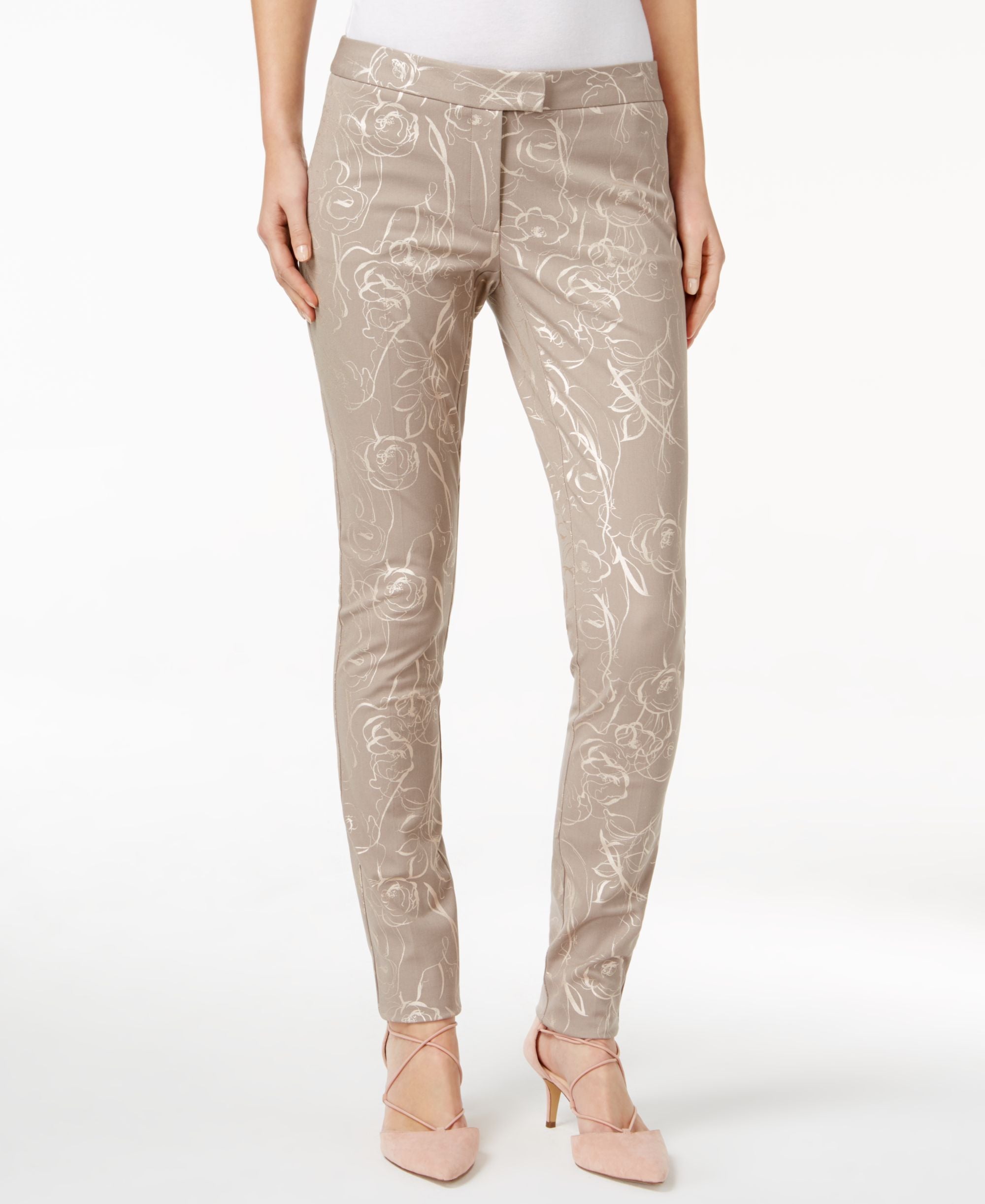 Alfani Petite Printed Straight Leg Ankle Pants