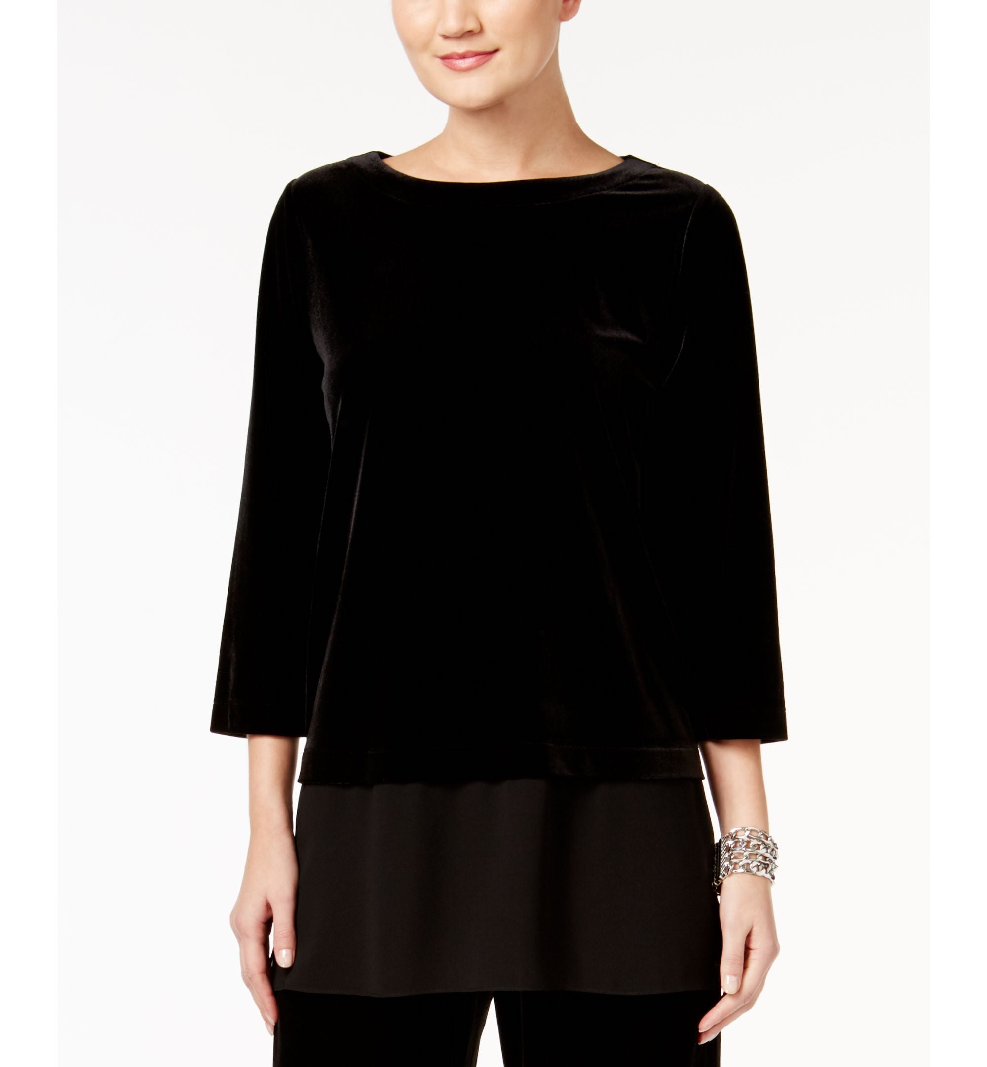 Alfani Petite Velvet Layered Look Top