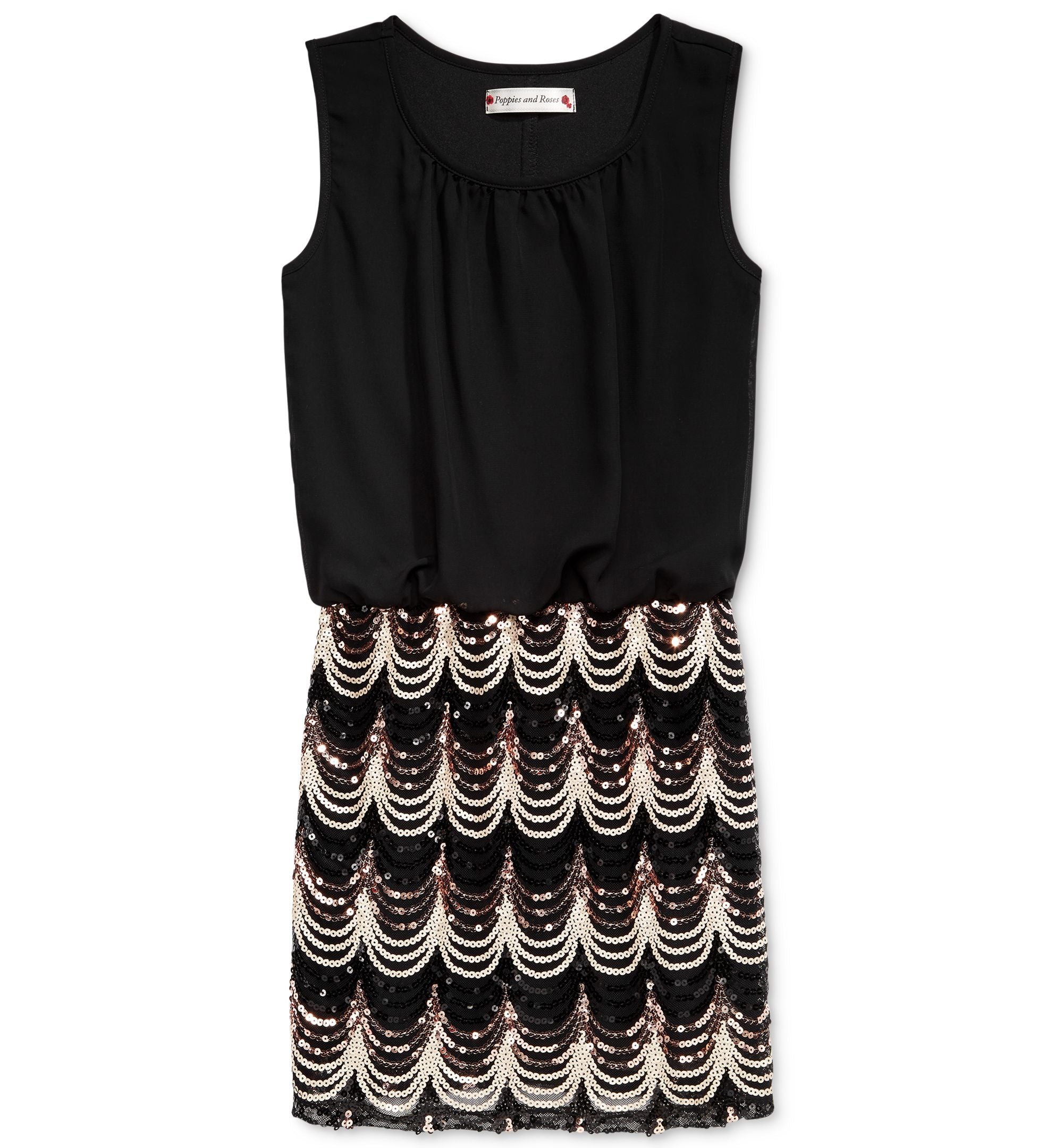 Crystal Doll Scalloped Sequin Party Dress