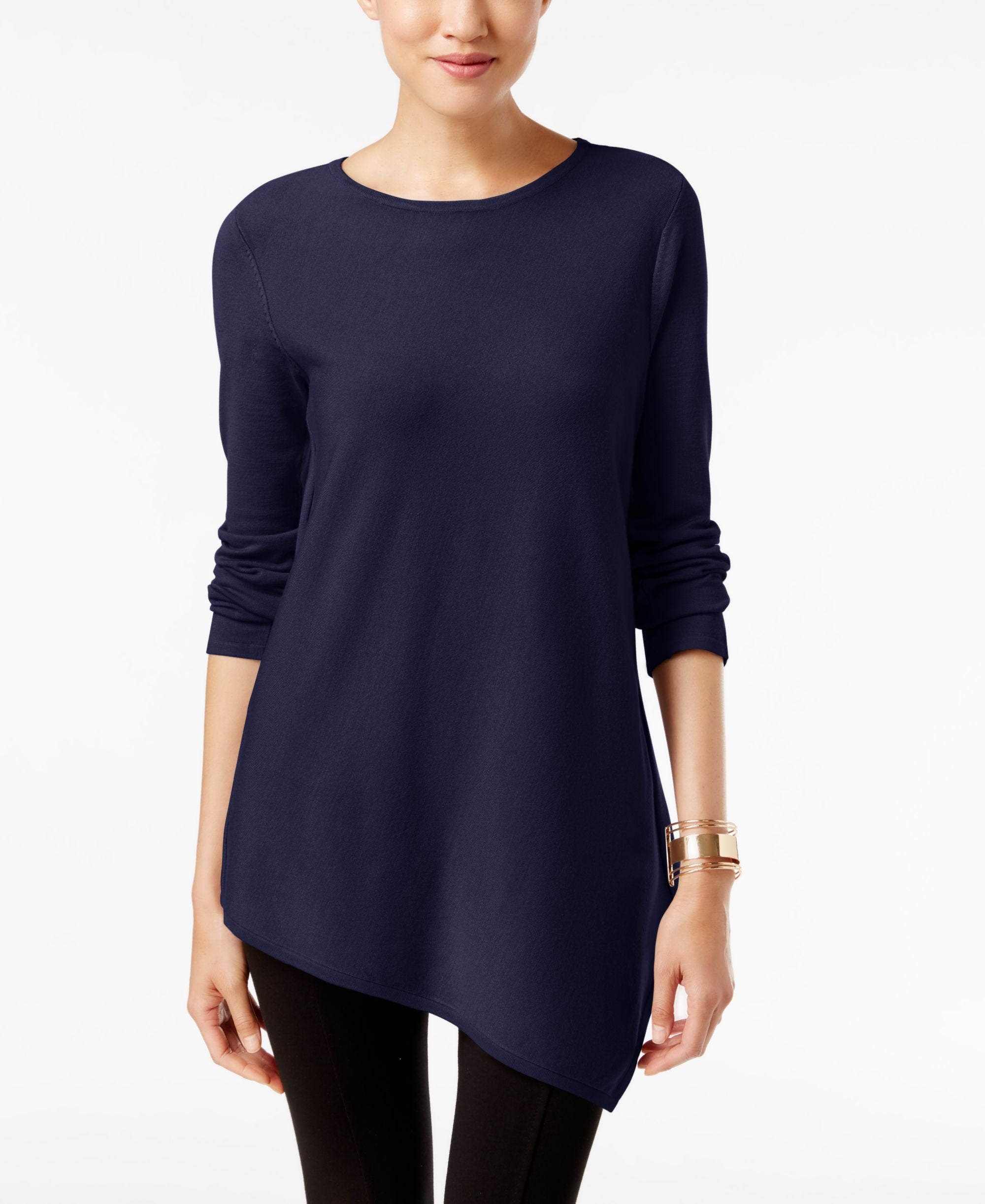 Alfani Petite Asymmetrical-Hem Sweater