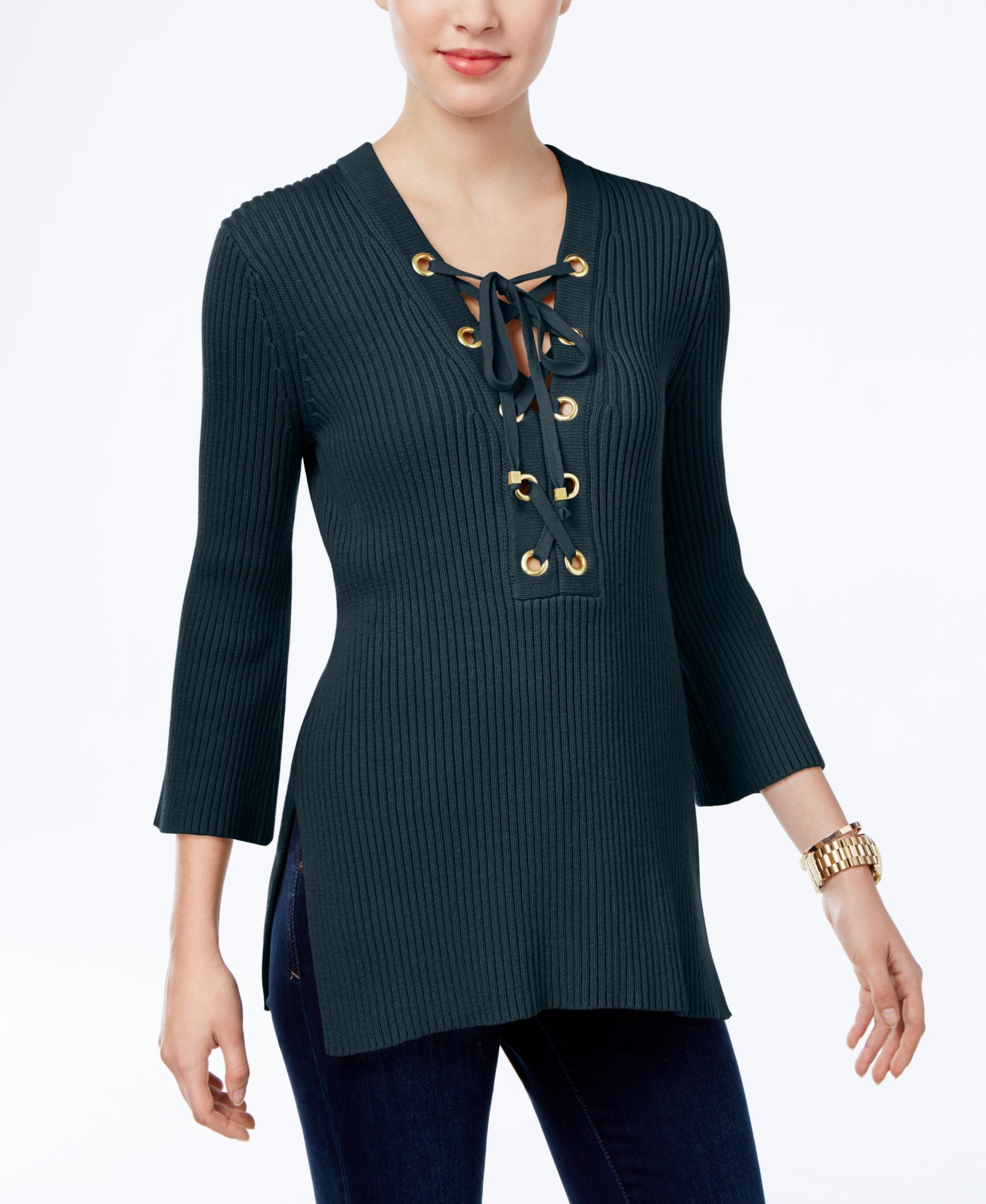 Michael Michael Kors Petite Lace Up Sweater