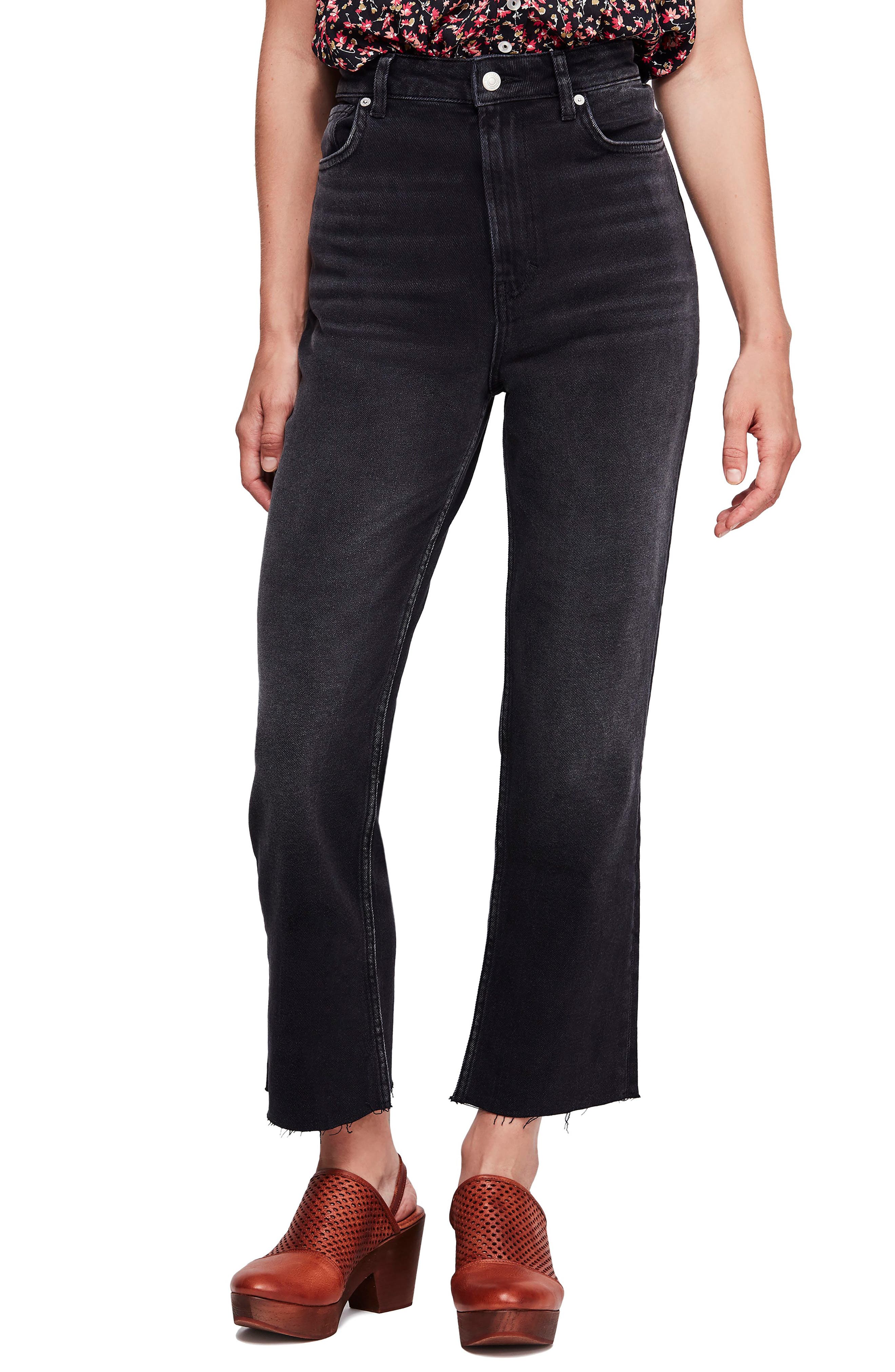 Free People High Rise Raw Hem Capri Jeans