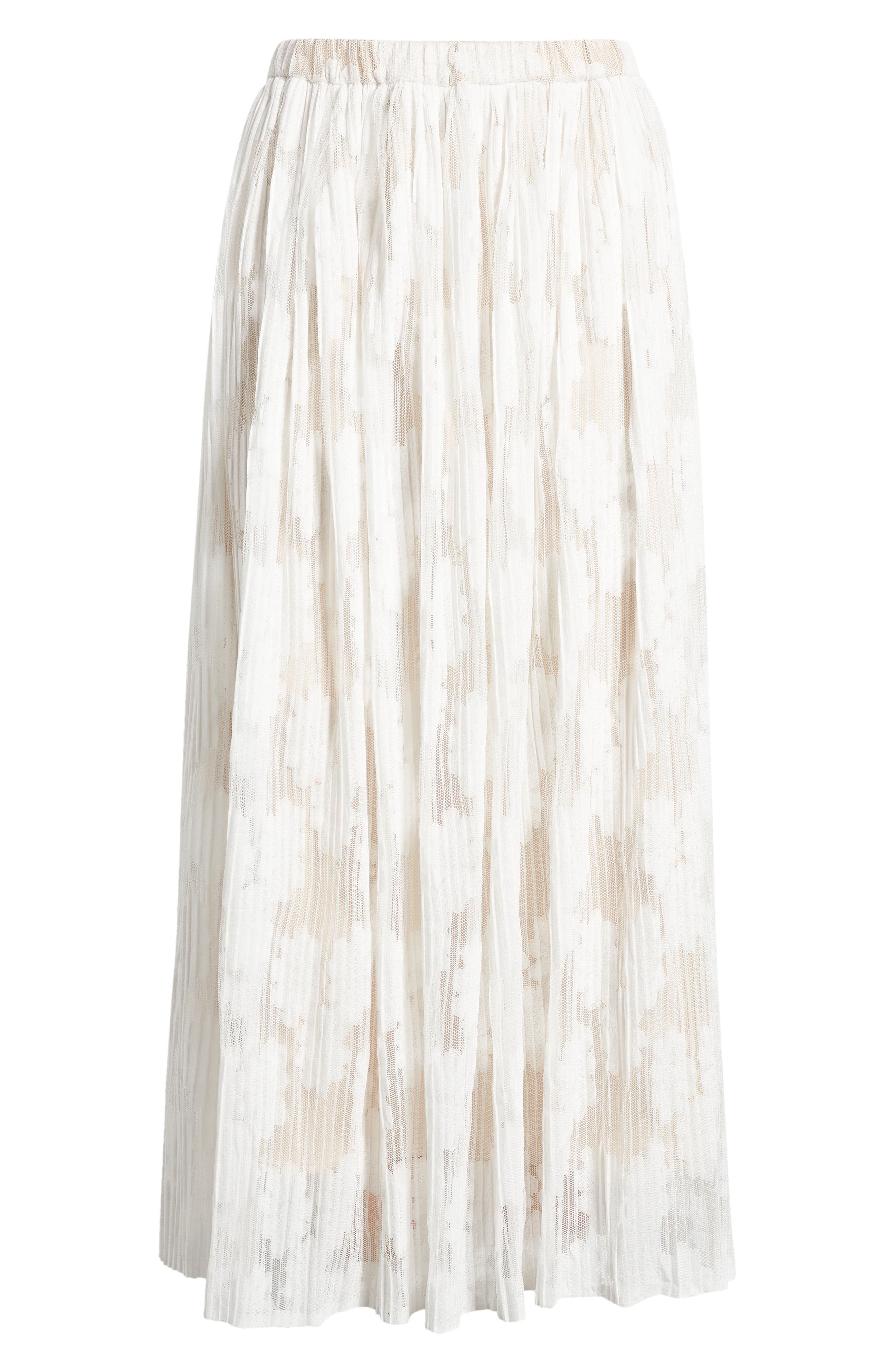 Anne Klein Pleated Pull-On Skirt Bright White/Crema XL