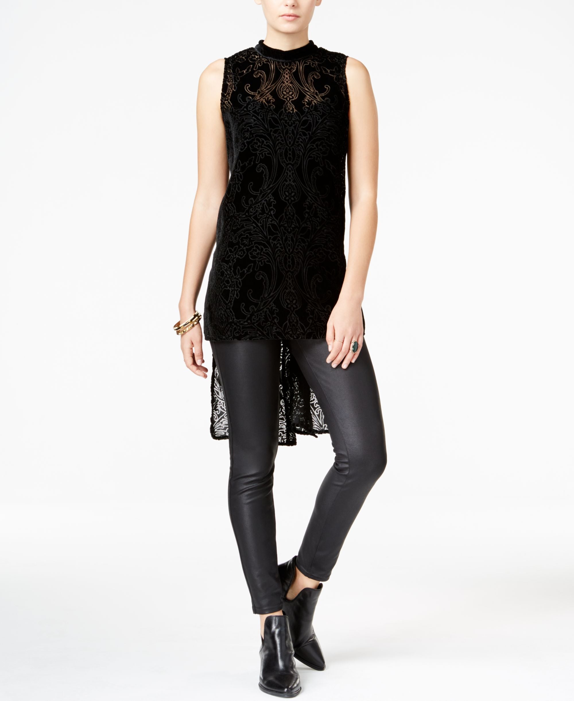 Bar III Velvet Burnout High Low Tank Top
