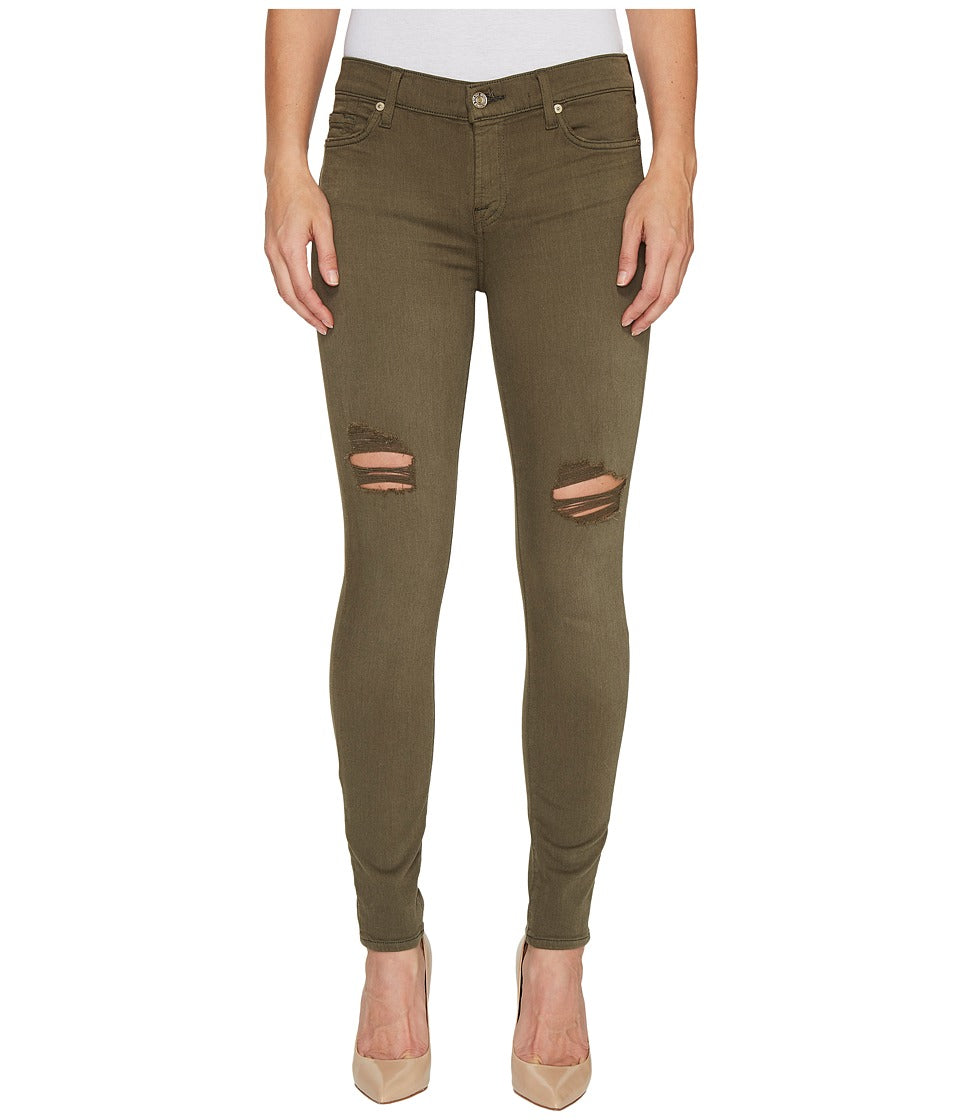 7 For All Mankind Womens Ripped Skinny Fit Jeans