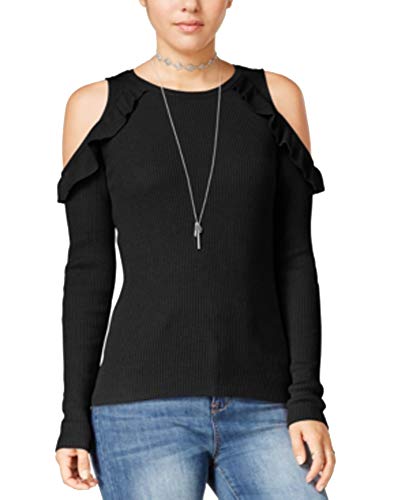 Hippie Rose Juniors Cold Shoulder Ruffled Sweater