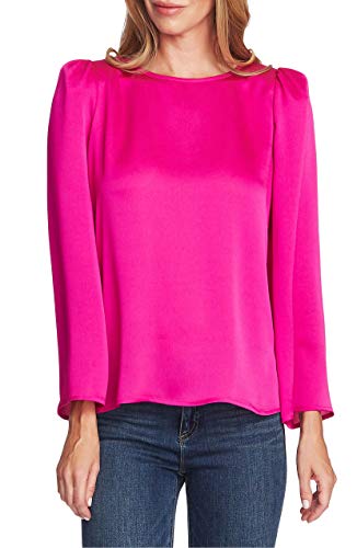 Satin Shoulder Pad Blouse