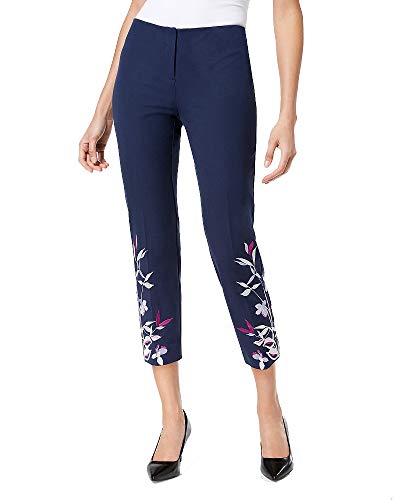 Alfani Petite Embroidered Hollywood-Waist Skinny Pants (Navy Nautical, 6P)