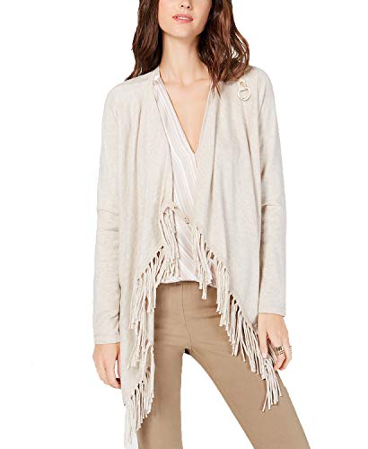 Fringe Trim Draped Cardigan