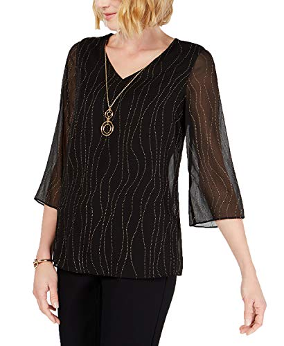 JM Collection Gel-Dot Mesh Necklace Top (Deep Black, L)