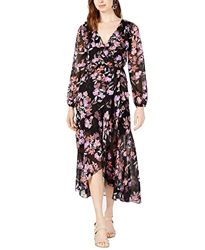 Bar III Womens Floral Ruffled Maxi Dress Black S
