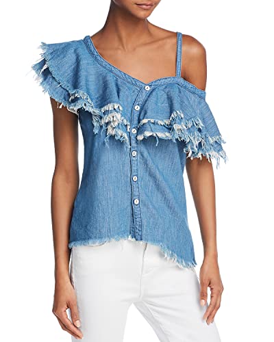 [Blanknyc] Making Waves Ruffled Denim Top