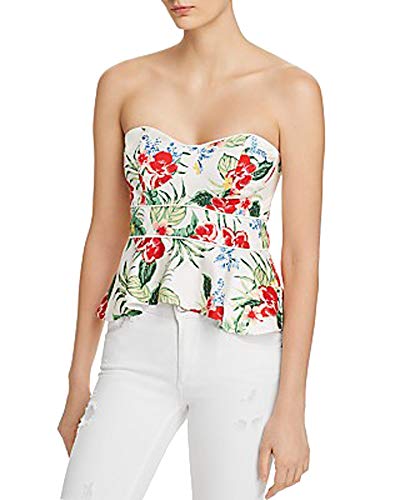 Bardot Tropical Print Bustier Top