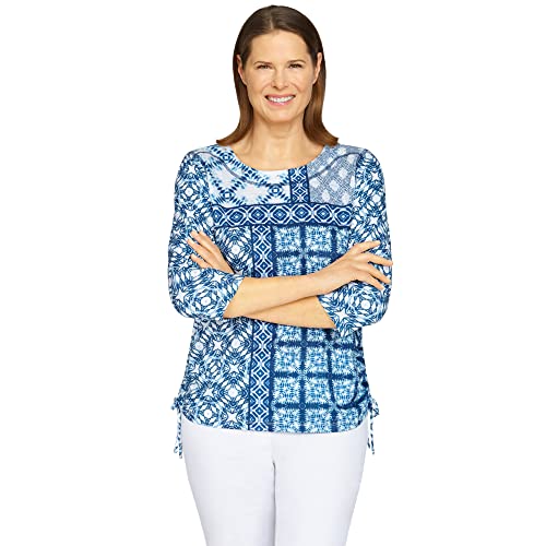 Alfred Dunner Womens Tonal Patchwork Knit Top