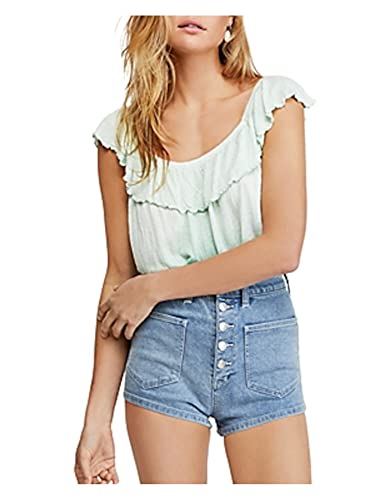 Free People Womens Cora Lee Ombre Ruffled Tank Top Green S