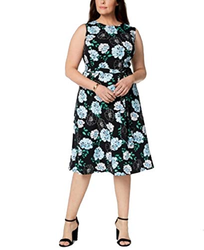Charter Club Plus Size Floral-Print Midi Dress (Deep Black Combo, 1X)