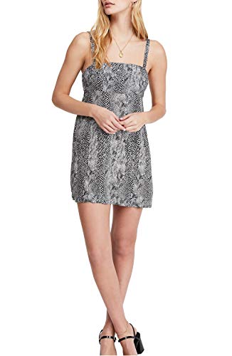 Free People Intimately Women's Animal Print Open Back Mini Dress B/W XS Black