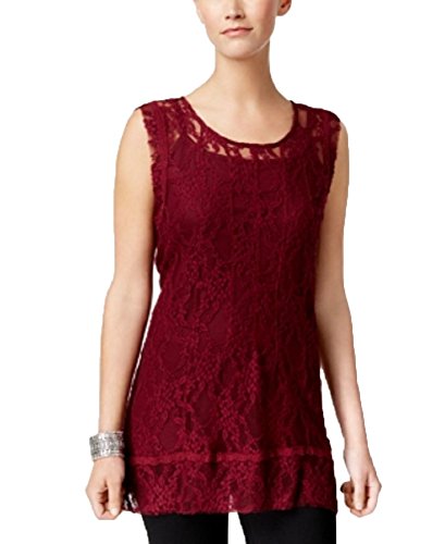 Style & Co. Sleeveless Lace Tunic Orchard Vine M