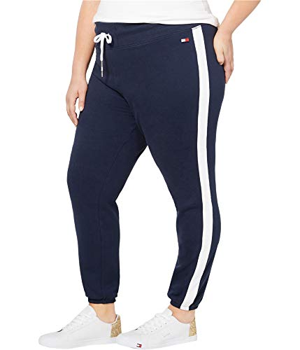 Tommy Hilfiger Women's Striped Athletic Sweatpants (Navy, 3X)