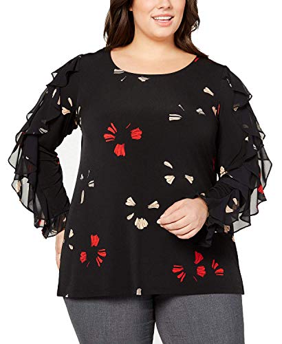 Plus Size Printed Ruffled-Sleeve Top