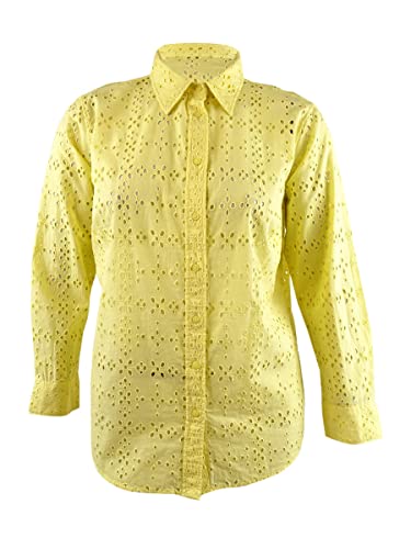 Lauren Ralph Lauren Plus-Size Eyelet Cotton Shirt