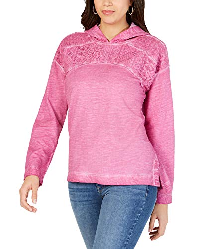 Lace-Yoke Pullover Hoodie