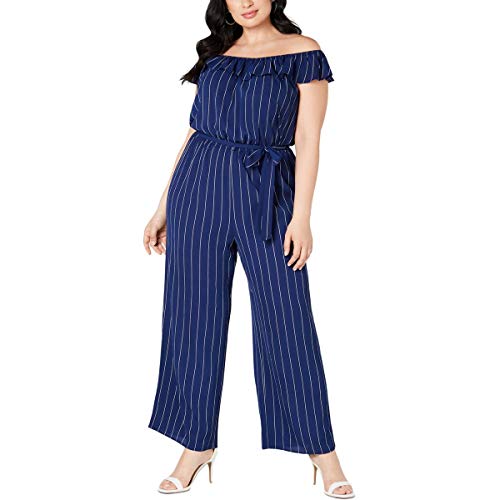 Plus Size Striped Off-The-Shoulder Jumpsuit
