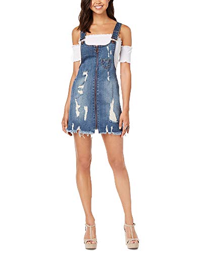 Dollhouse Juniors Ripped Zip Front Denim Skirtall