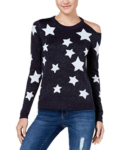 Juniors' Star-Print Metallic Sweater