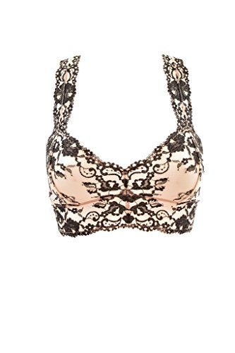 Free People Womens Cross Dye Galoon Lace Racerback Bra