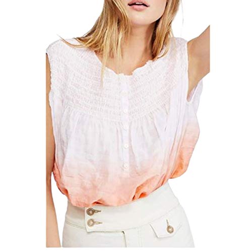 We The Free Womens Little Bit of Something Ombre V-Neck Blouse White M