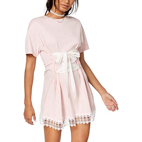 Juniors' Lace-Trim Corset T-Shirt Dress