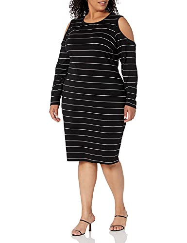 Trendy Plus Size Striped Cold-Shoulder Dress