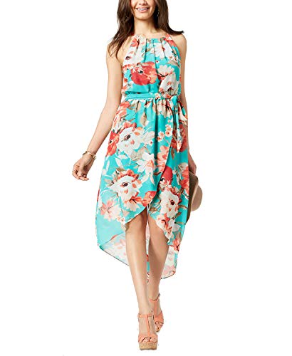 Juniors' Floral-Print High-Low Halter Dress