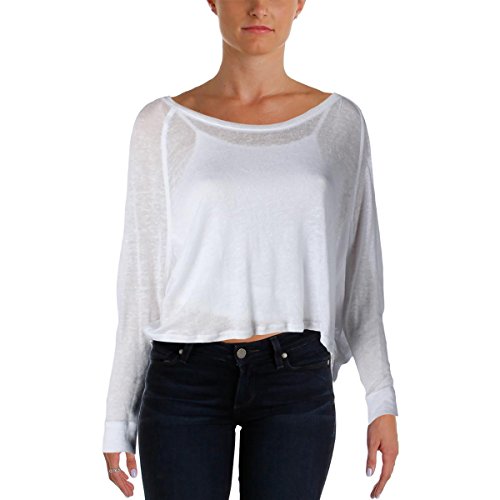 Free People Nashville Linen Blend Tee (White, L)