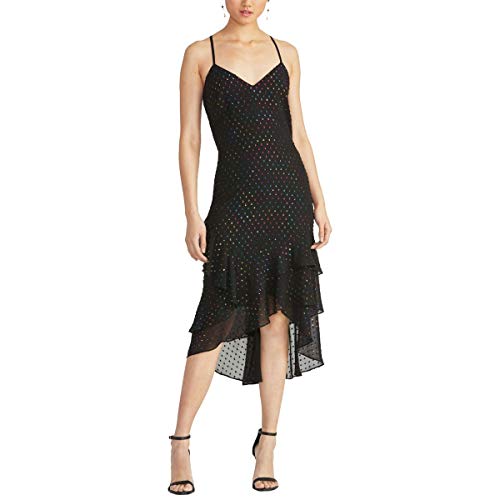 Justina Metallic-Dot Ruffled Dress