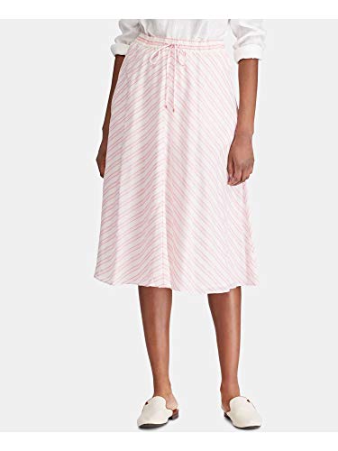 Mitered-Stripe Cotton Skirt
