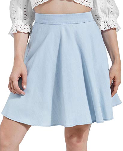 GUESS Womens Heidi Circle Chambray Mini Skirt Blue M