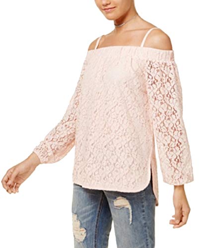 Juniors' Off-The-Shoulder Lace High-Low Top