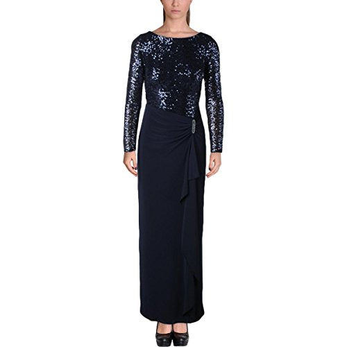 LAUREN RALPH LAUREN Sequined Jersey Gown (Navy, 4)