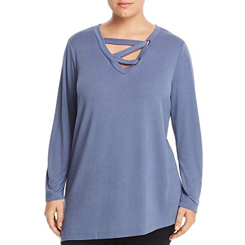 Love Scarlett Womens Plus Criss-Cross Front Long Sleeves Knit Top